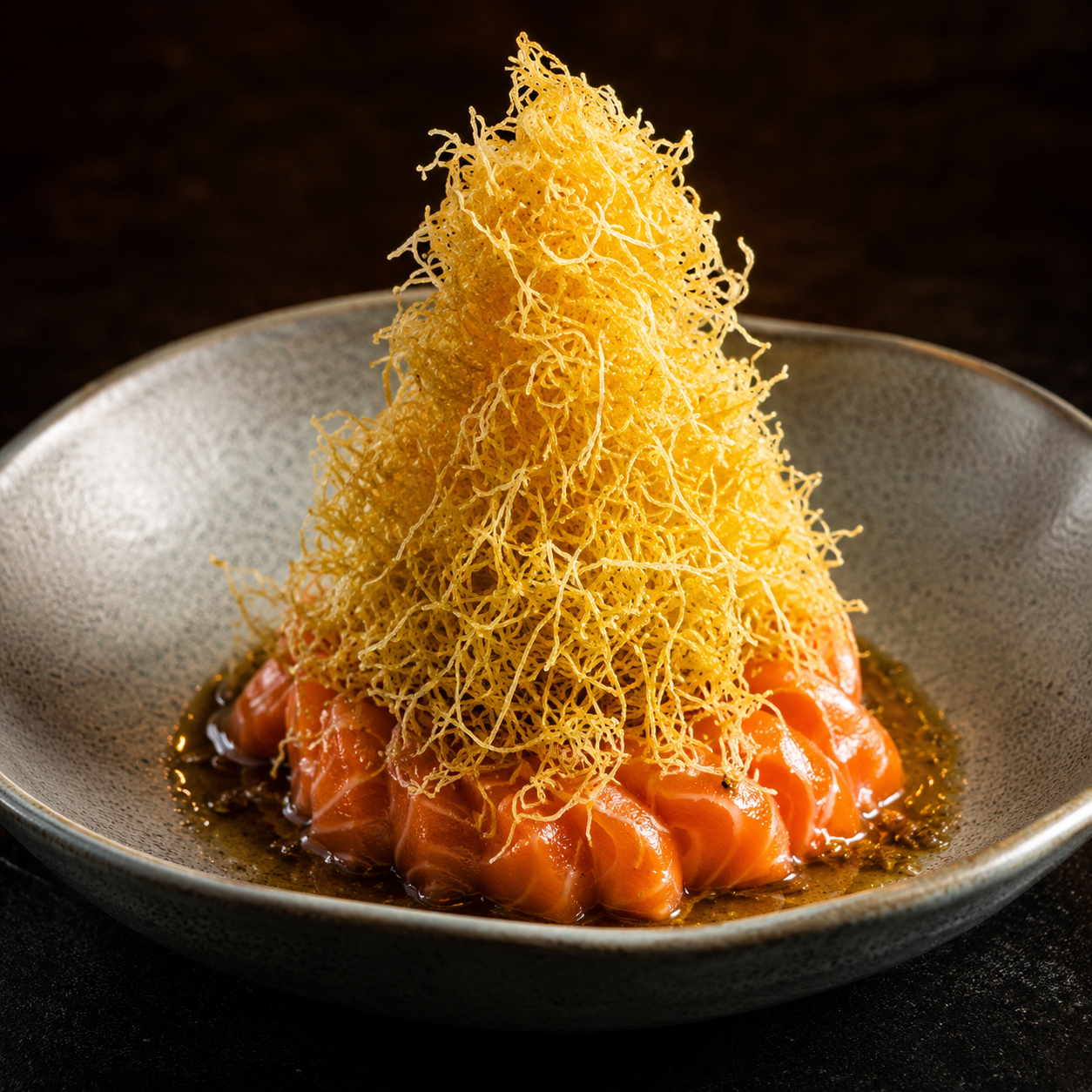 Sashimi de salmão crispy oficial do DAKKAI